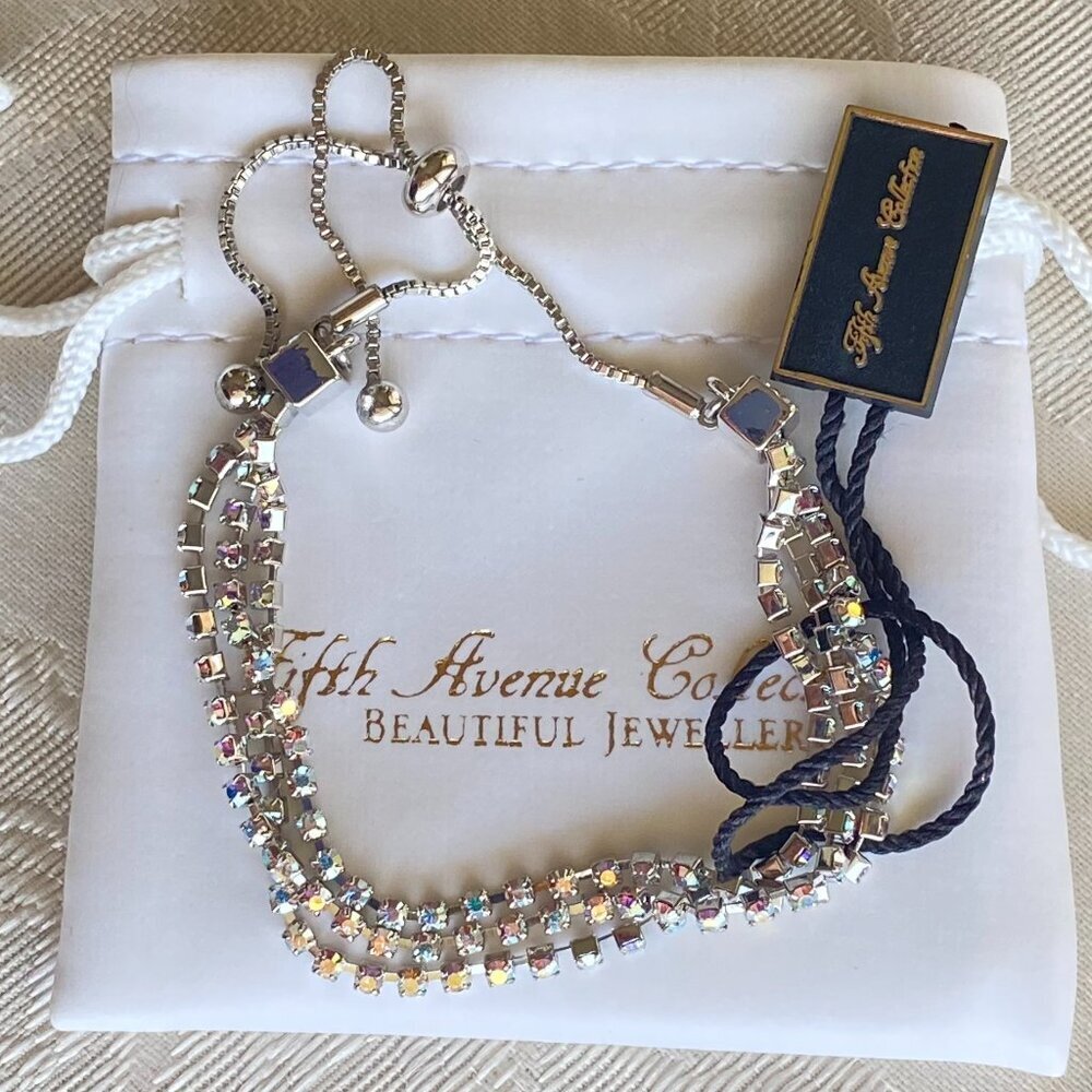 FAC Swarovski Crystal Silver Tone Slider Bracelet​​